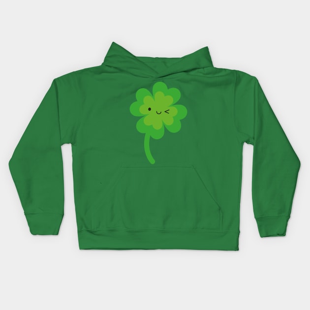 Kawaii Lucky Four Leaf Clover Kids Hoodie by marcelinesmith